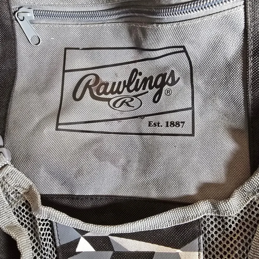Rawlings Players Youth Tball Softball Baseball Backpack Gray Black 17x14x5